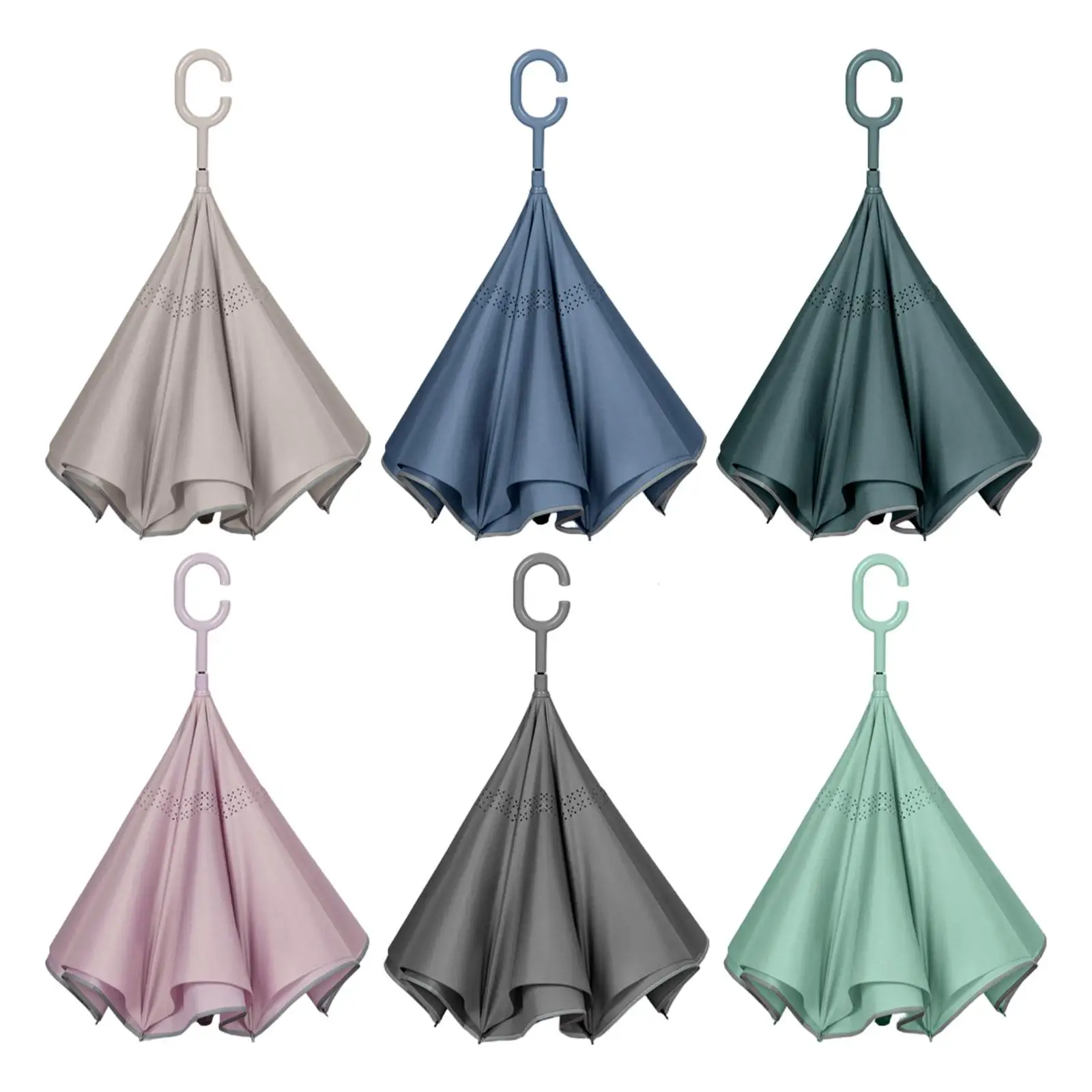 Зворотный зонт от дождя ветрозащитный двухслойный современный перевернутый для