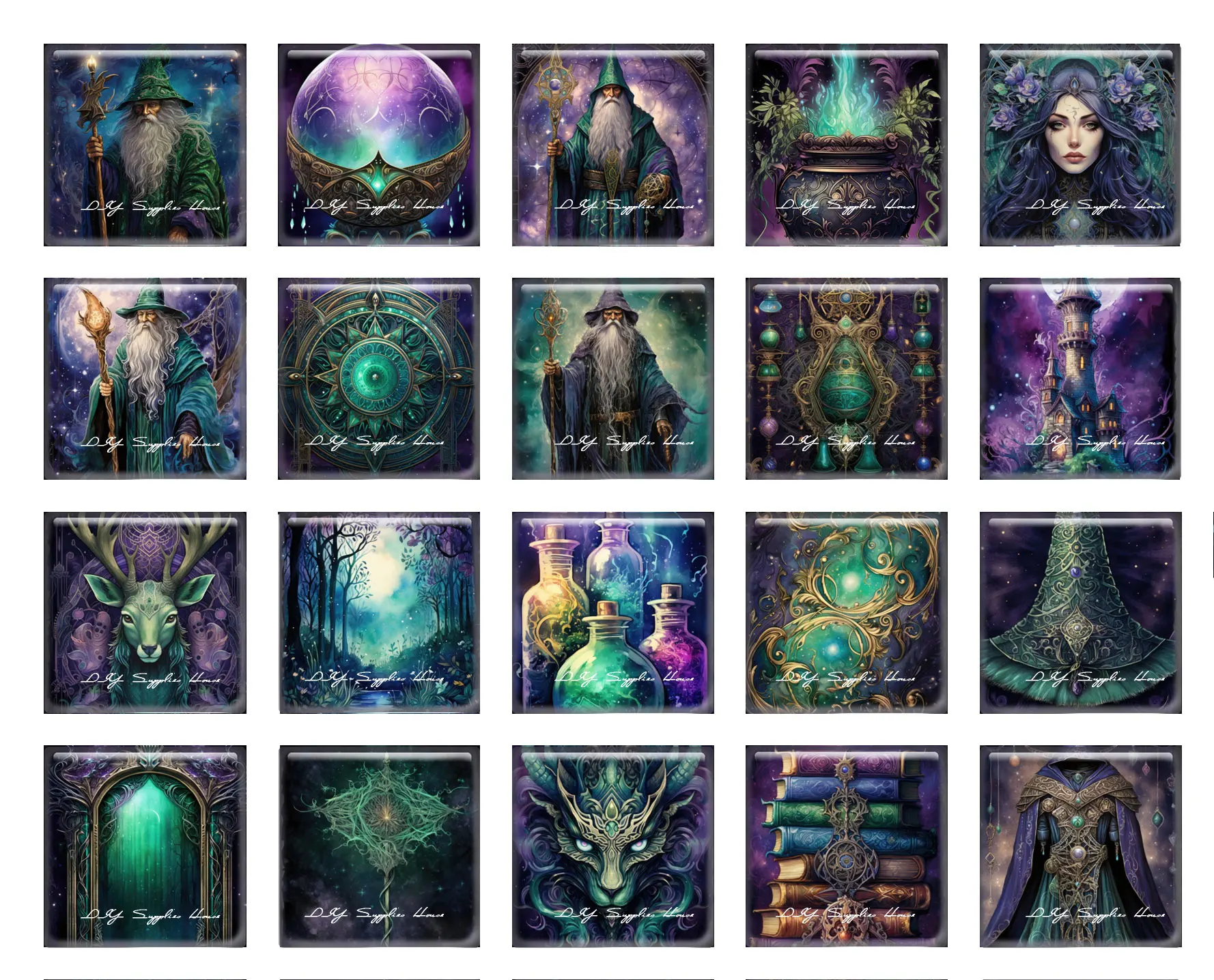 10 шт./лот готическая фиолетовая зеленая ведьма-волшебник квадратная фотография