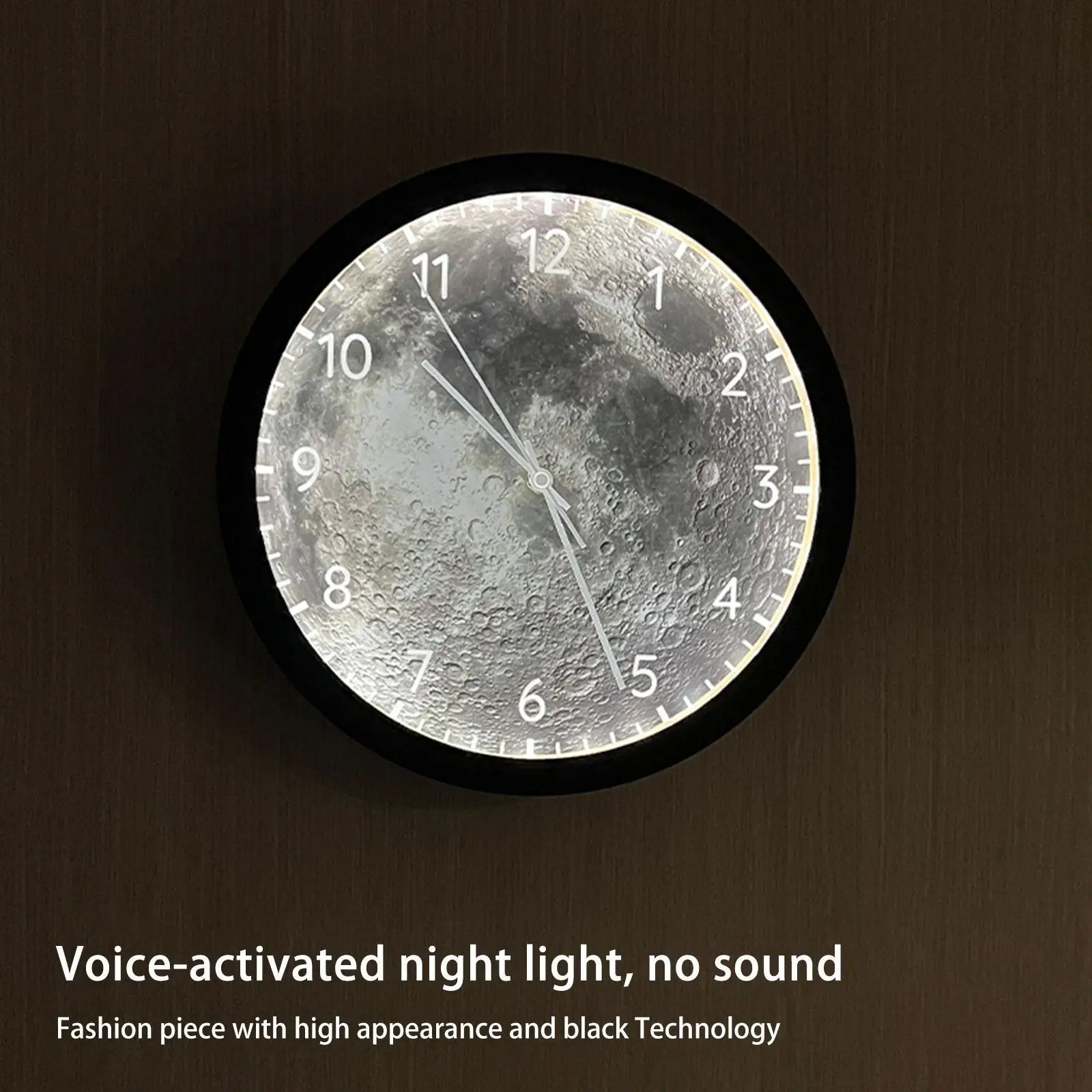 

12 Inch Intelligent Voice Controlled Lighting Wall Light Moon Creative Home Clock Luxury Mute Clock Wall LED Uranus Clock E N2E6