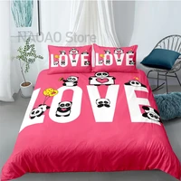 funny cartoon panda luxury bedding set 23pcs cute printed duvet cover pillowcase 3d king queen single bed sets