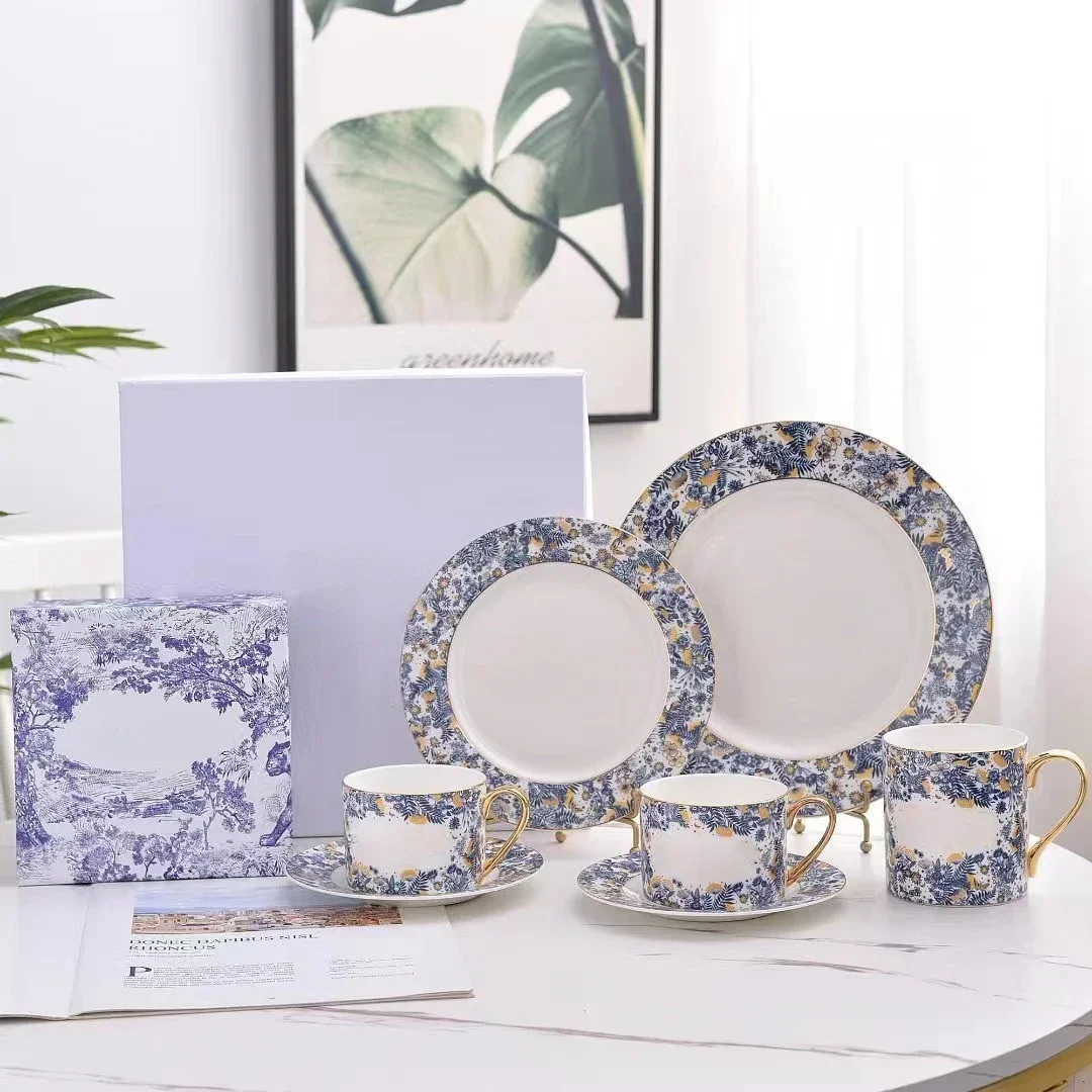 Европейская кофейная чашка из костяного фарфора посуда серии гортензии тарелка