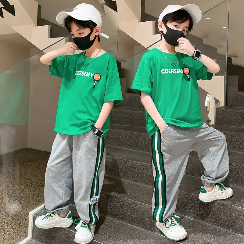 

Футболка и штаны для мальчиков-подростков, свободного покроя, на возраст 6-14 лет