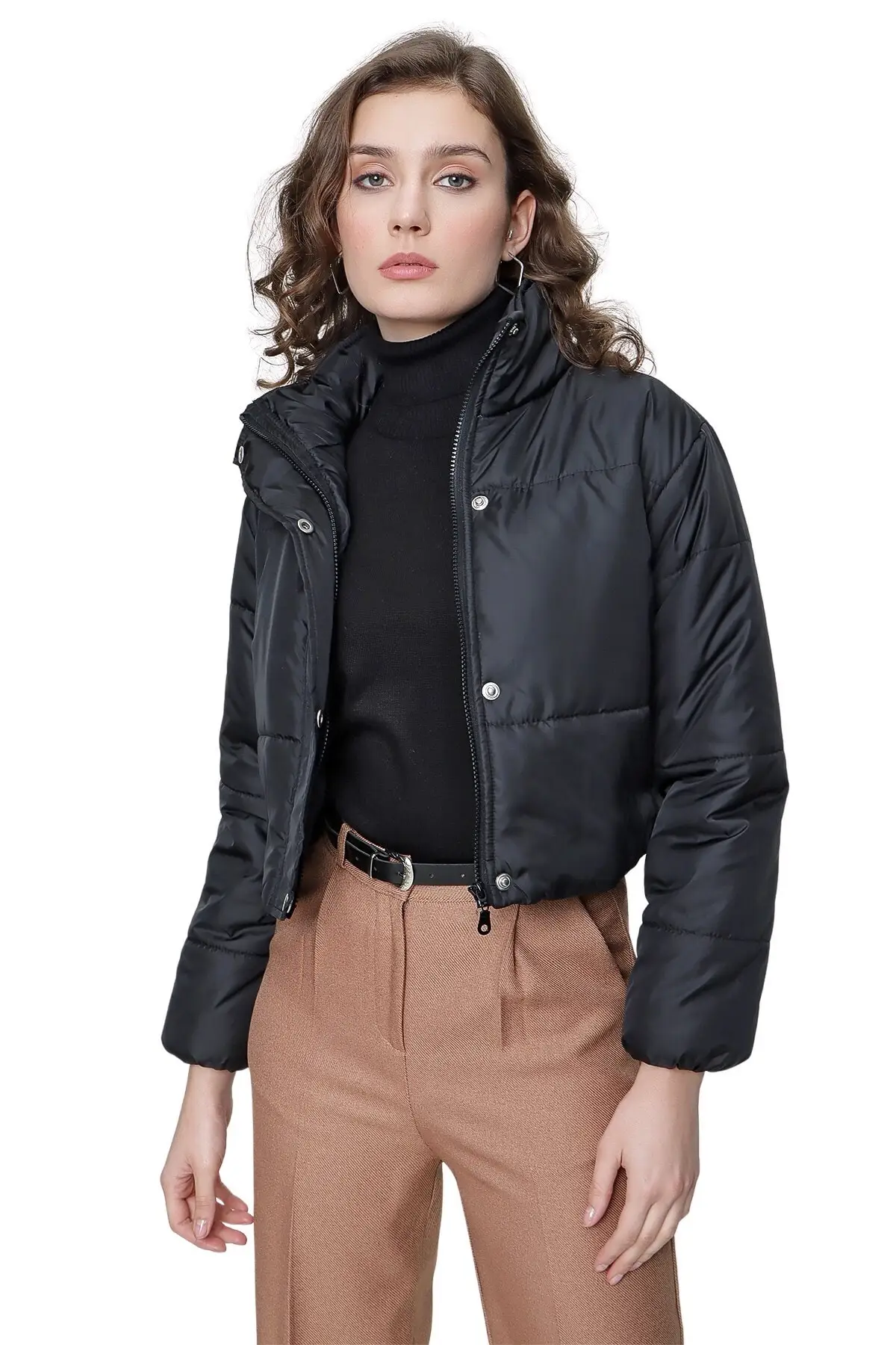 

Women's Black Inflatable Coat Personalized Design