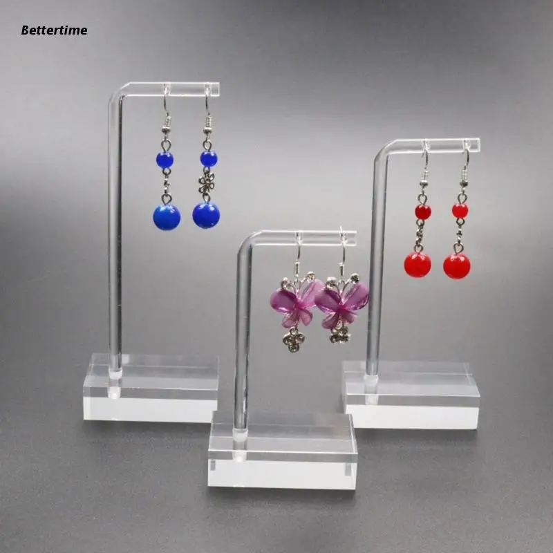 

B36D 3Pcs Acrylic Earring Holder Stand Earring Display Stands Retail Hanger Ring Holder Minimal Photo Props for Craft Show
