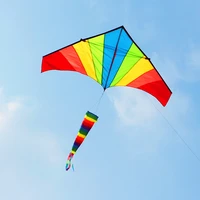 free shipping rainbow kite flying toys outdoor fun large delta kites windsocks kite string