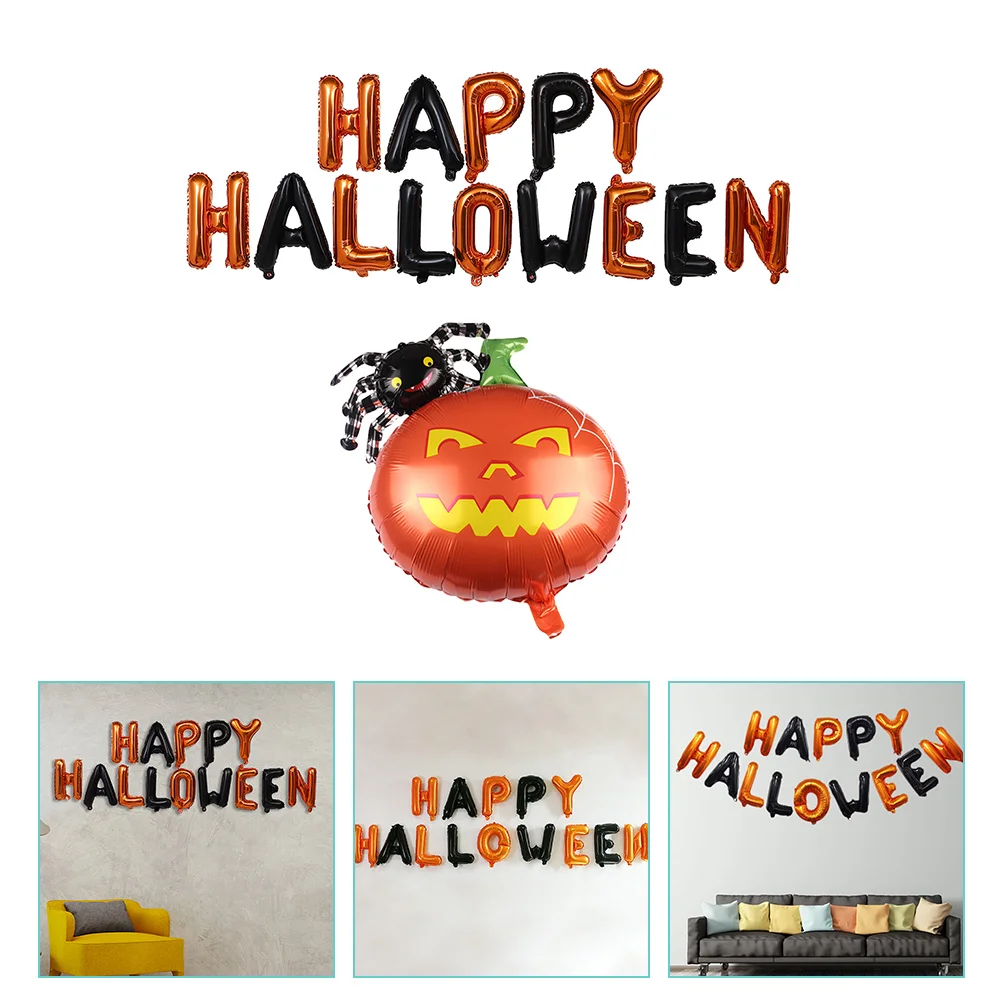 

15Pcs Balloons Multipurpose Haunted House Party Decorations Ornament Spider Pumpkin Balloons