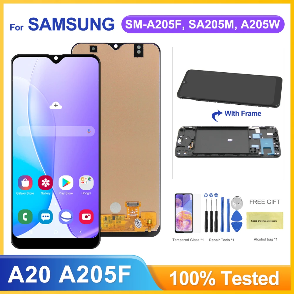 

100% Tested A20 Lcd Display for Samsung Galaxy A20 A205 A205F/DS A205FN/DS A205G/DS Display Touch Screen Digitizer Assembly Part