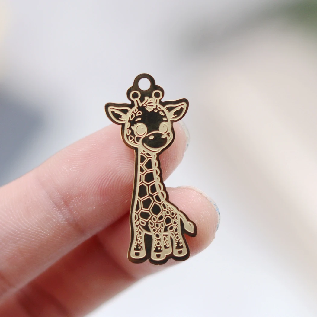 Милые Подвески в виде жирафа из нержавеющей стали 2 шт. для изготовления