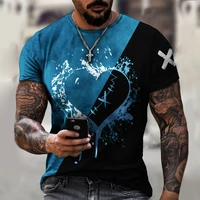 2022 summer new 3d printing mens short sleeved t shirt love series fashion casual mens round neck t shirt