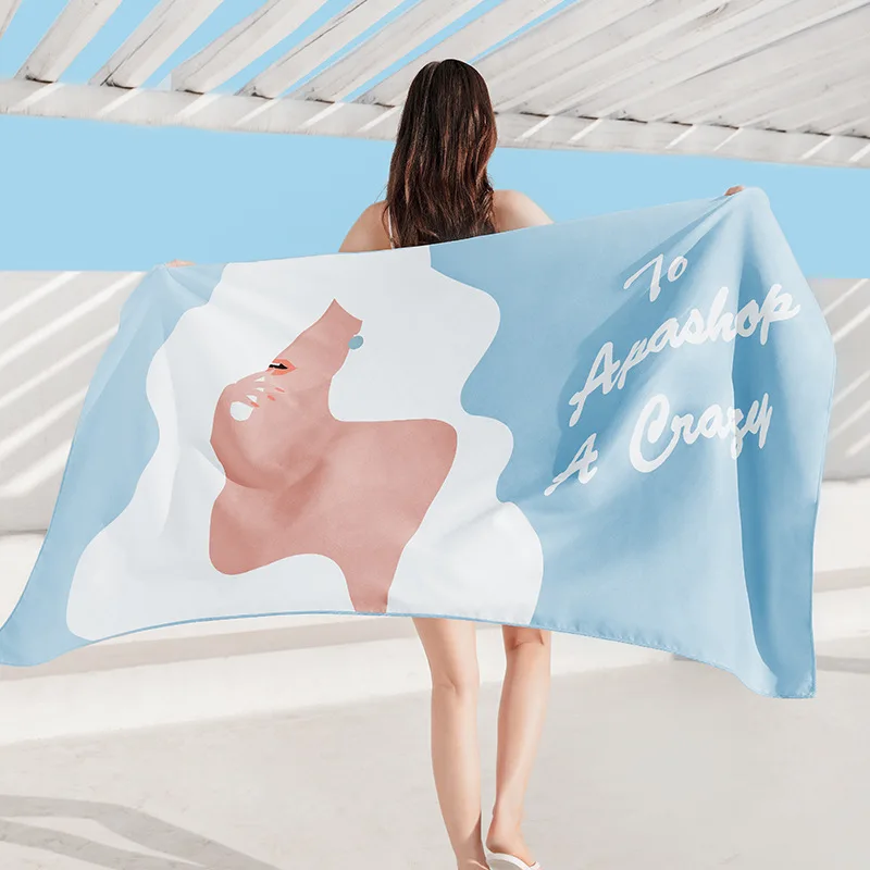 

2022 NEW Double faced velvet Printing Pool Beach Towel Portable Quick Fast Dry Sand Outdoor Travel Swim Blanket Thin Yoga Mat