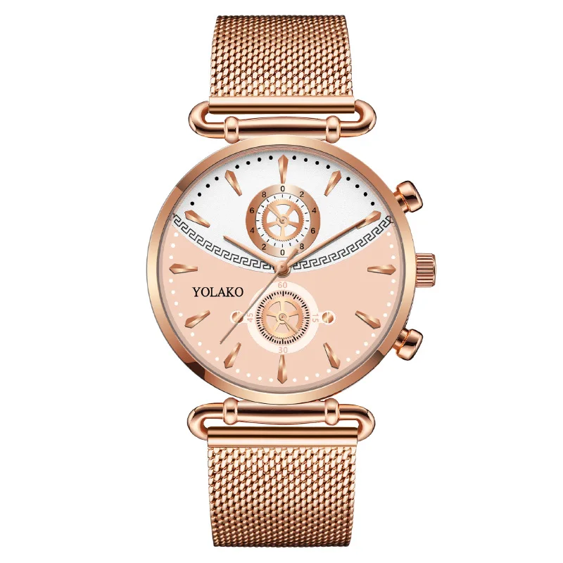 

Fashion Watch For Women Creative Female Wrist Watch Luxury Gold Alloy Milano Mesh Belt two-eye Stitching Ladies Quartz Watch Men