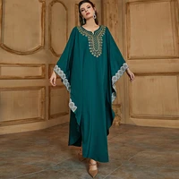 women maxi a line abaya dresses embroidery casual bat sleeve kimono muslim long dress dubai turkey kaftan islamic clothing