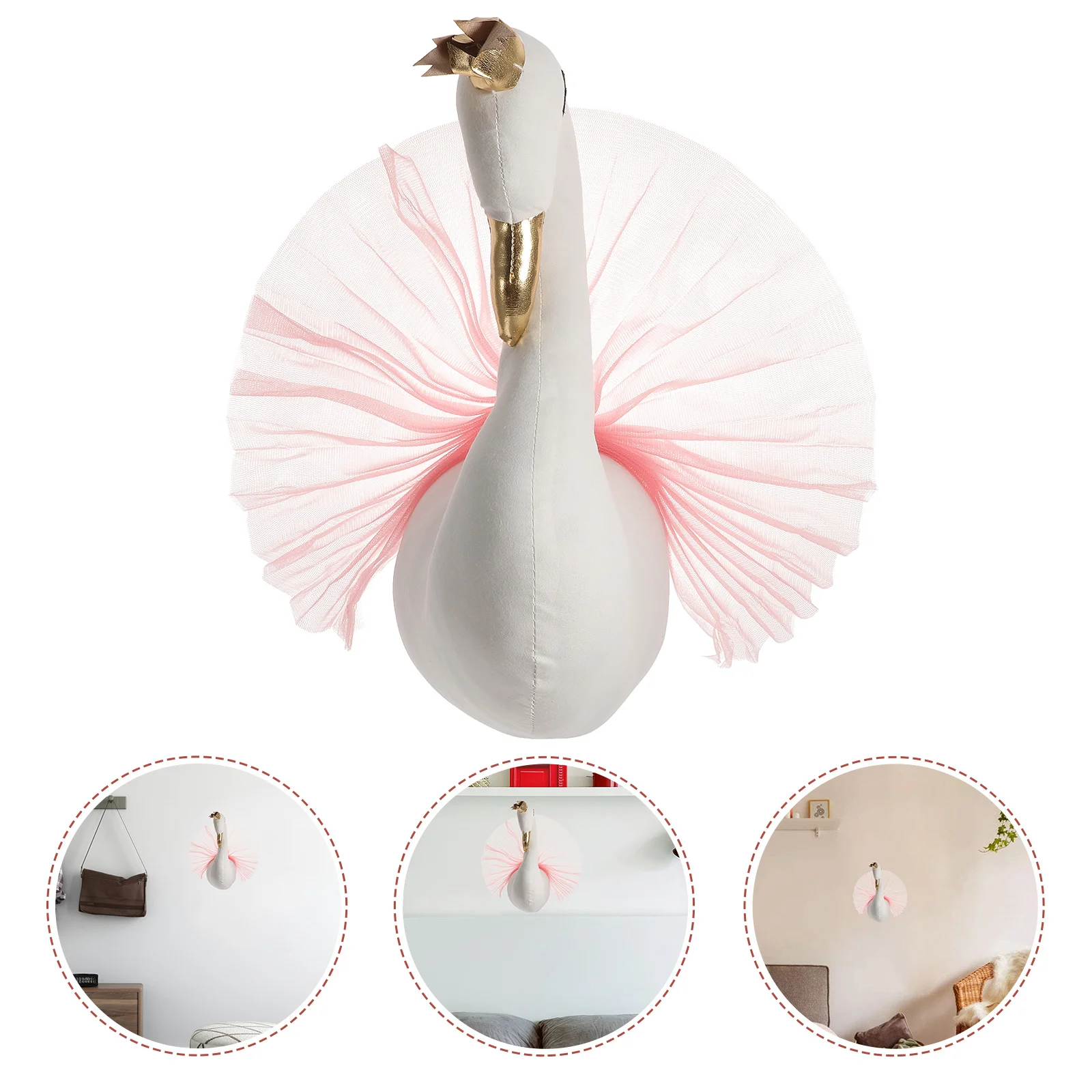 

Decorative PP Coat Hook Heavy Duty Wall Mounted Crown Swan Shaped Garment Hook Anti-rust Wall Hook (Pink)