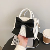womens bag cute bow small square bag fashion all match rhombus portable texture messenger bag