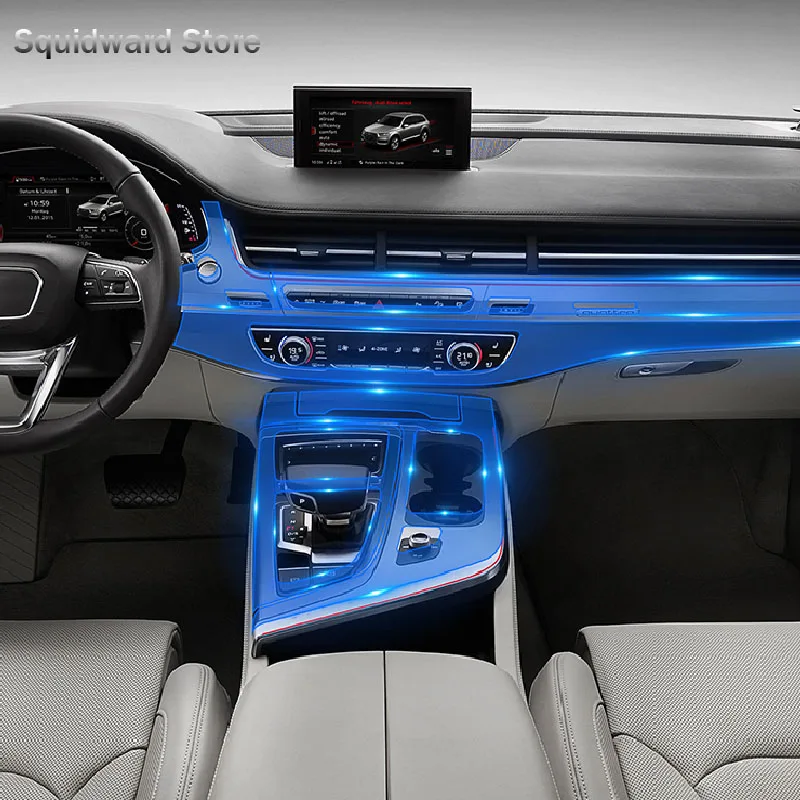 

For Audi Q7 2012-2019 Car Console Gearbox Panel Film Salon Frame Cover Sticker Strips Garnish Decoration TPU Accessories