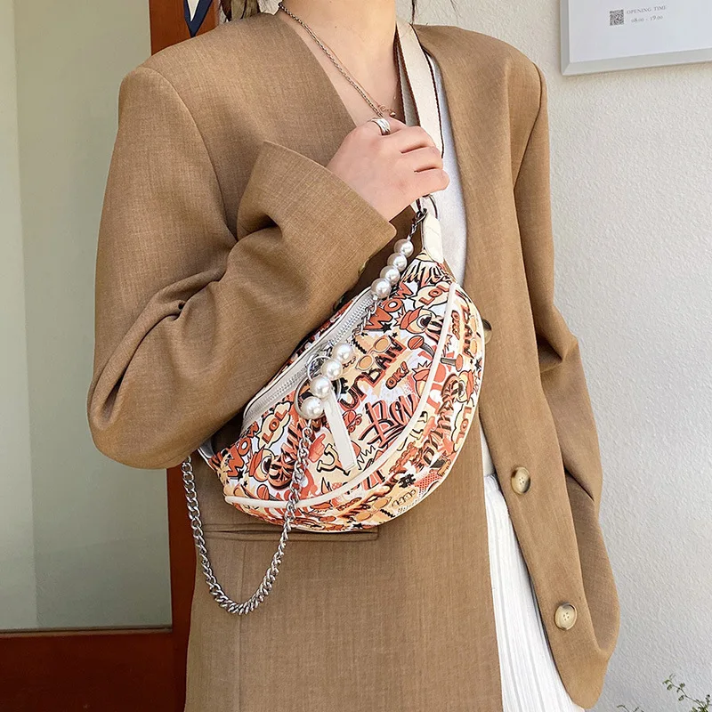 

New fashion chest bag waist bag ins chain shoulder messenger bag