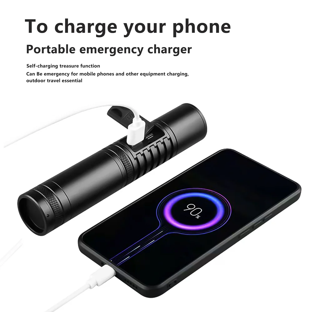 Мощный Тактический Фонарик Светодиодный Перезаряжаемый USB Type-C