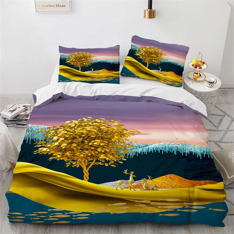 

Art Paintings Duvet Cover Twin Wild Animal Theme Elk Bedding Set Microfiber Luxury Deer Comforter Cover Room Decor For Girl Teen