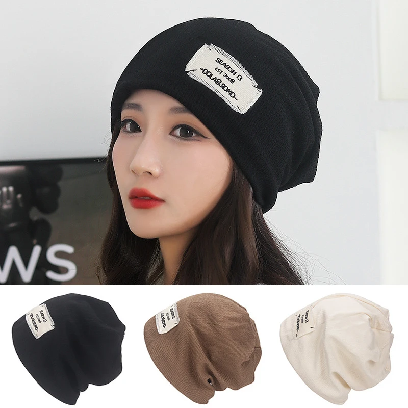

Korea Knit Hat Female Cap Pile Pile Cap Baotou Bonnets for Women 2022 Autumn Tide Fashion Hip Hop Hat Warm Skullcap