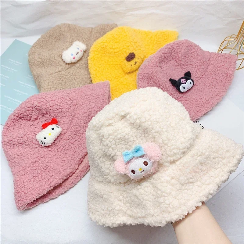 Sanrio Панама из овечьей шерсти осенне-зимняя шляпа Cinnamoroll Kuromi милая кавайная с