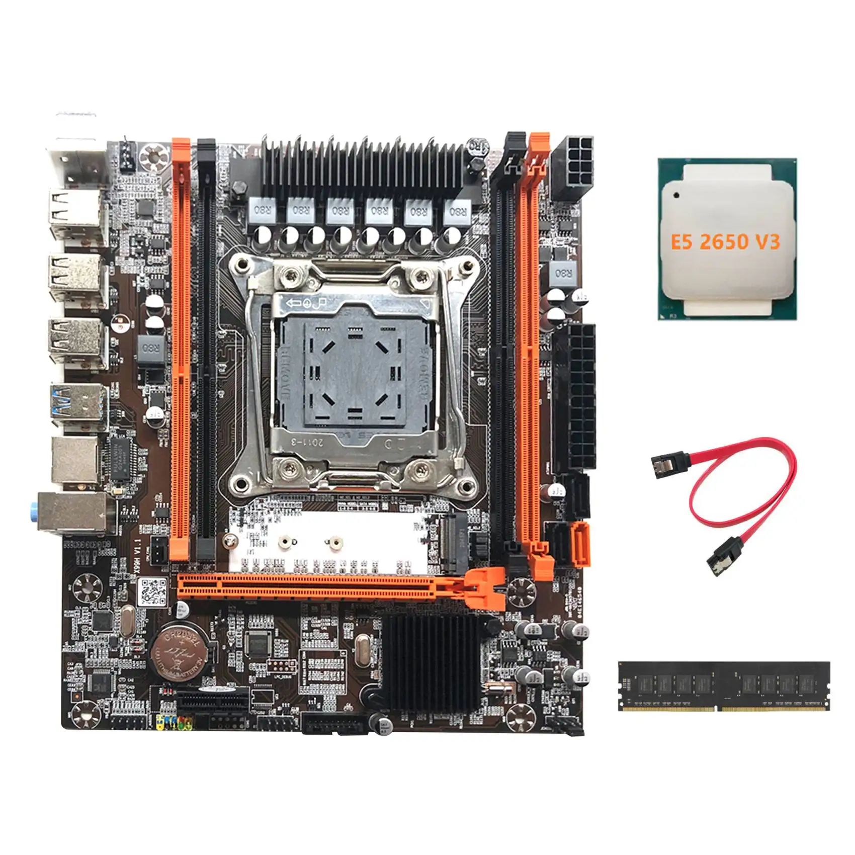 

Материнская плата X99H, материнская плата для компьютера, поддерживает Память DDR4 с процессором E5 2650 V3 + DDR4 4G 2666 МГц ОЗУ + кабель SATA