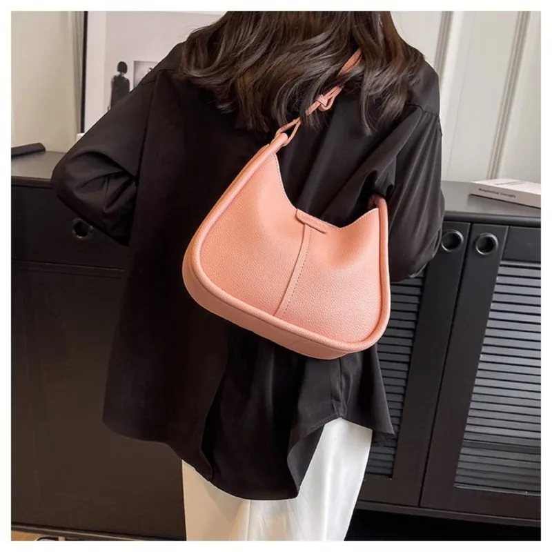 

2023 New Women's Fashion Handbags Retro Solid Color PU Leather Shoulder Underarm Bag Casual Women Hobos Handbags