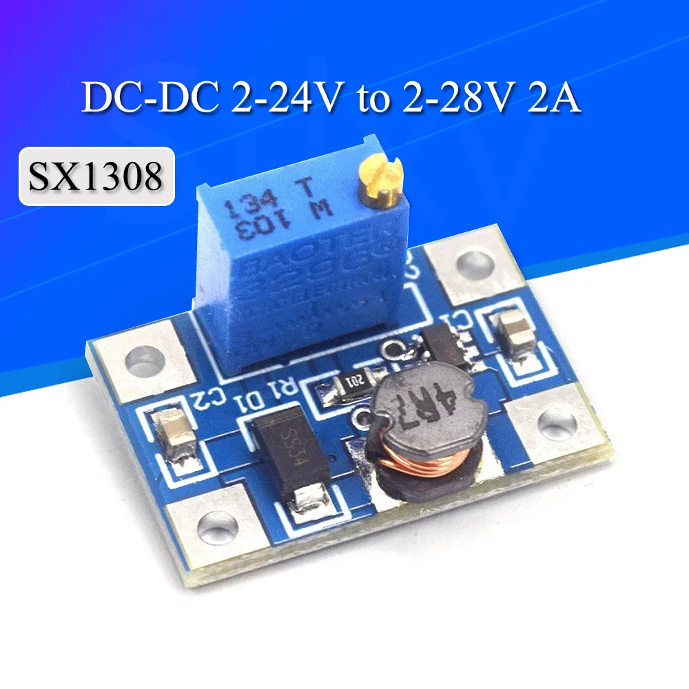 

Stlxy от 2 до 24 В до 2-28 В 2A DC-DC SX1308 повышающий регулируемый модуль питания повышающий преобразователь для комплекта «сделай сам»