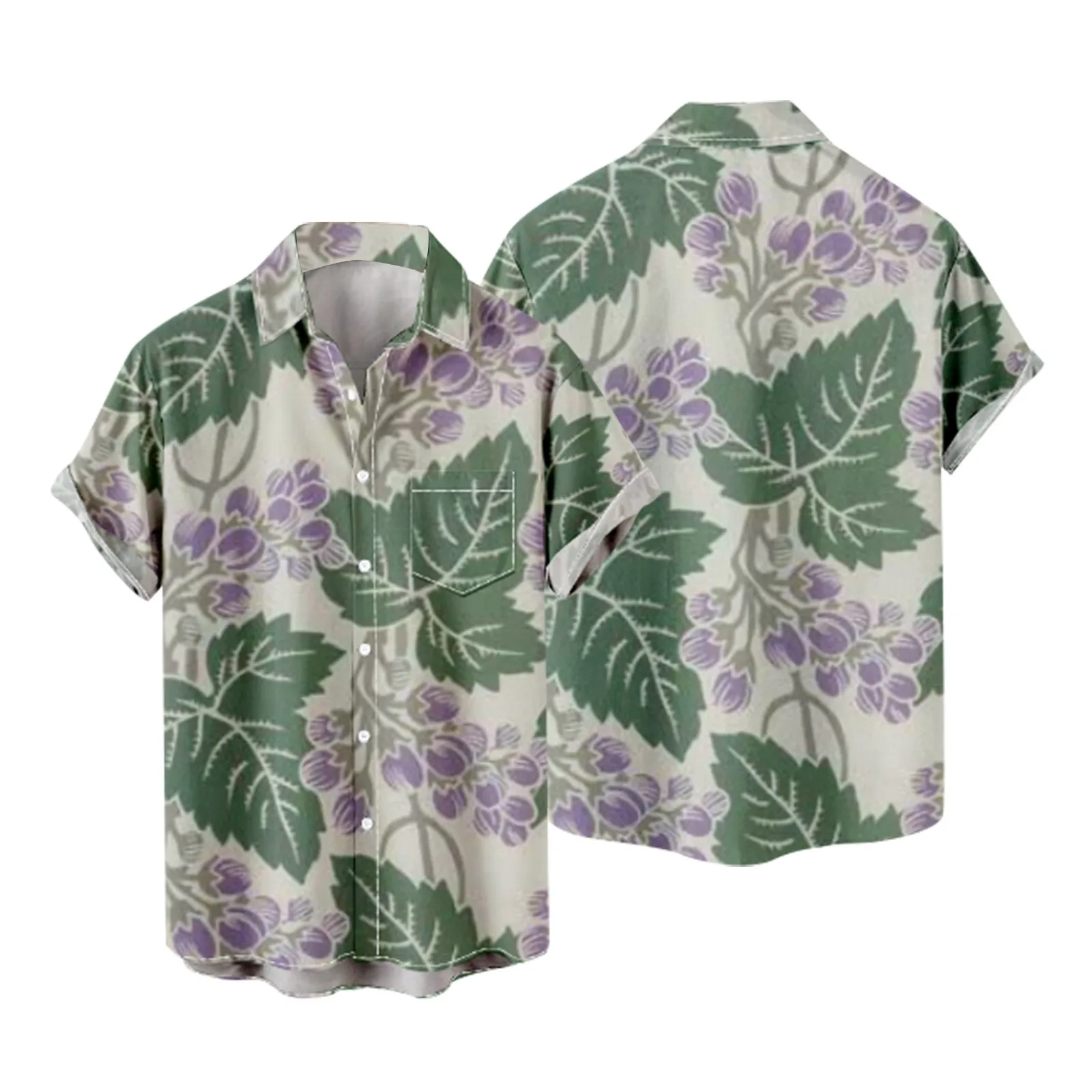 

Mens Fashion And Leisure 3D Digital Printing Buckle Lapel Short Sleeve Shirt Top Mens Wool Vest