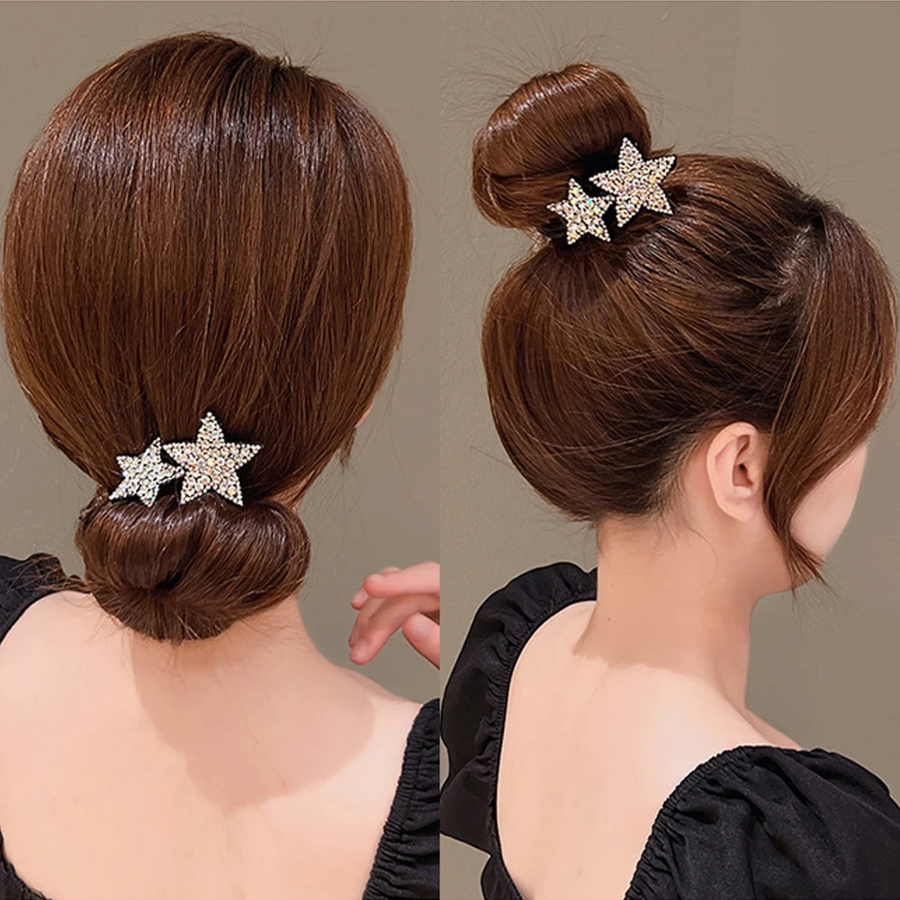 Заколка для волос со стразами и цветком волшебная булочка бигуди инструменты