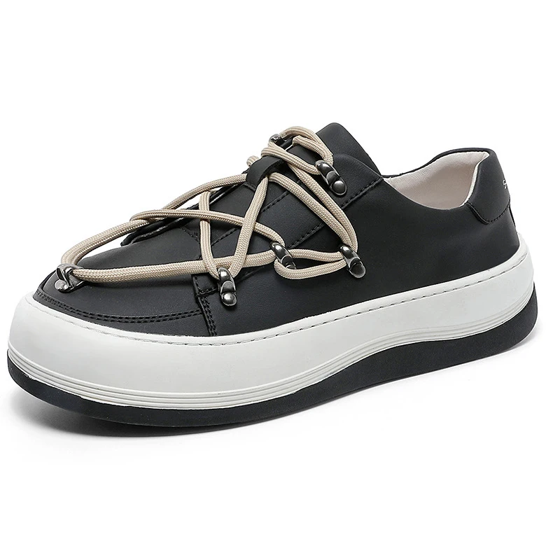 

Strap Men Leather Casual Shoes Retro Street Mens Designer Sneakers Strappy Men's Trendy Shoes Hip-Hop