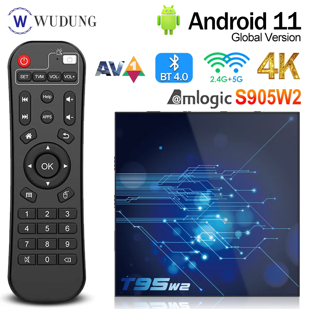 Приставка Смарт-ТВ T95W2 Android 11 AV1 Amlogic S905W2 4 + 32 ГБ 2 ГГц Wi-Fi