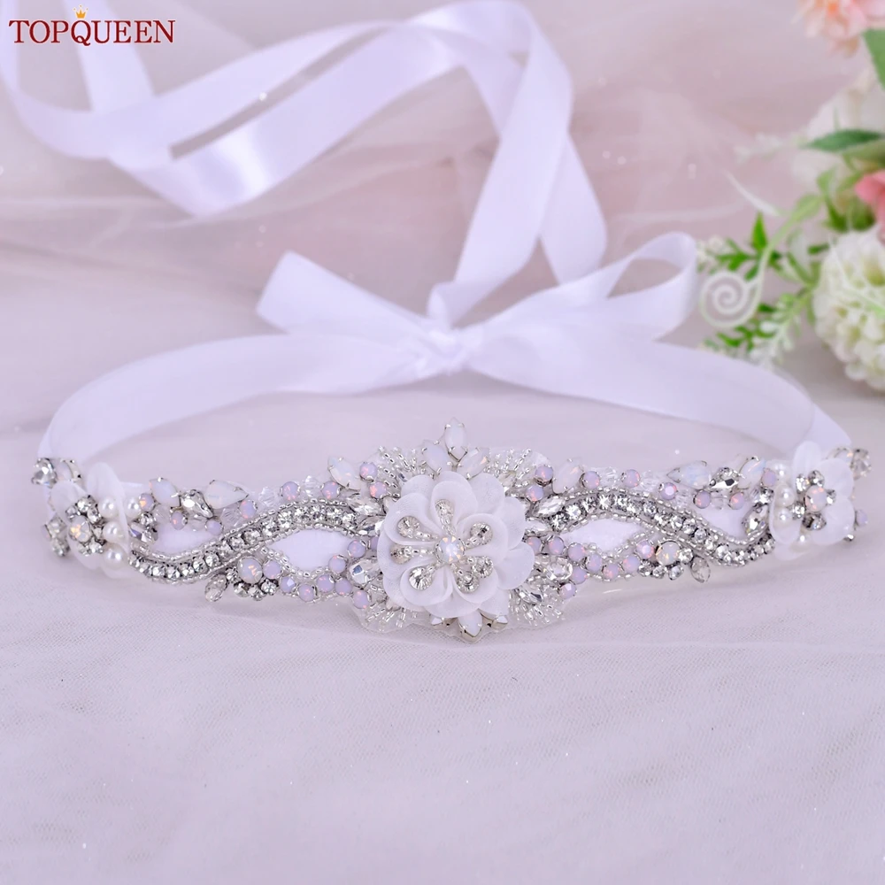 TOPQUEEN S73 Bridal Flower Opal Diamond Belt Applique accessori da sposa damigelle d'onore abito da sera da donna decorazione con fascia