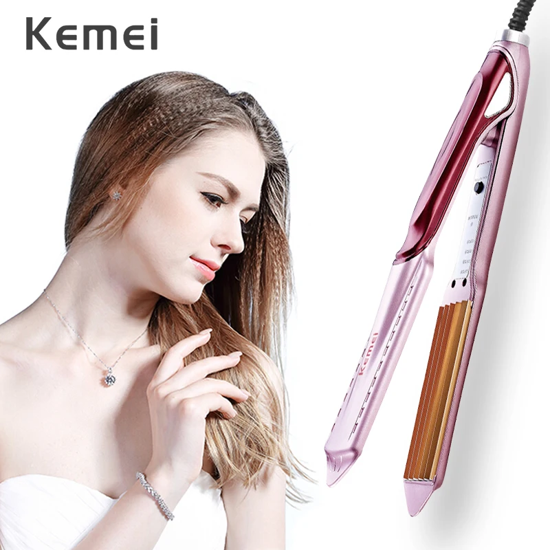 

Kemei Electric Hair Curling Irons Hair Curlers Fluffy Small Waves Corrugated Straightener Hair Crimper Curling Styling Tools 35D