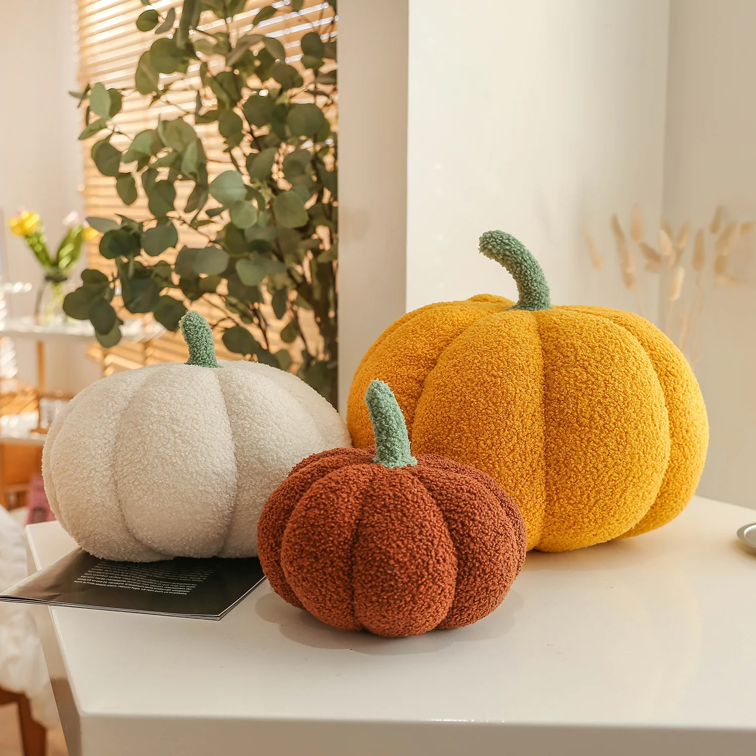 

High Quality Home Decor Pumpkin Shaped Pillow New Style Room Decor Pillow Plush Sofa Living Room Bedside Bed Cushion
