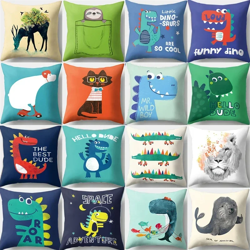 

Cute Cartoon Animal Dinosaur Shark Cushion Cover For Children Kids Decorative Pillowcase Cushion for Sofa Polyester Pillowcover