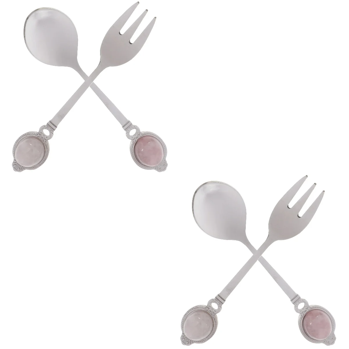 

2 набора удобных десертных ложек, деликатные вилки для салата, многоразовые ложка для торта Вечерние