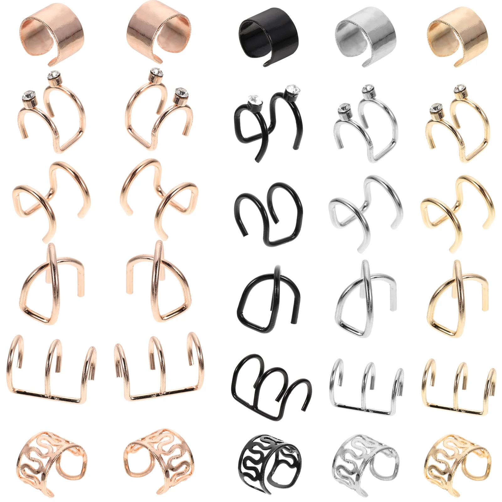 

48 Pcs Ear Cuffs Dreadlocks Miss Womens Stainless Steel Ring Beads Hair Braids Metal Non