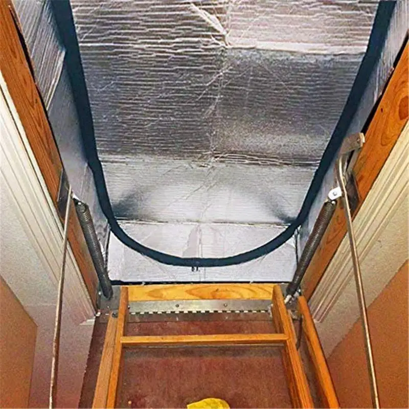 

Attic Stairway Cover Attic Stairs Insulation Tent Double-sided Aluminum Foil Door Insulator Kit With Easy Access Zipper