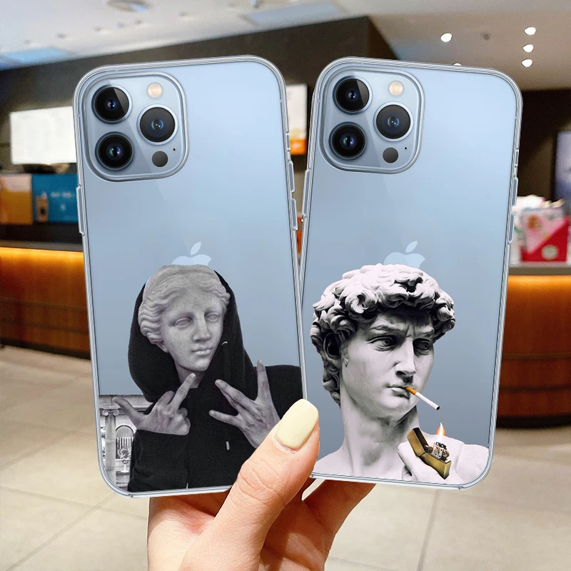 

Great Art Aesthetic David Statue Phone Case For iPhone 12 12pro X XR XS SE 2020 Soft TPU For iPhone 13 7 8 Plus 11 Pro MAX Cover