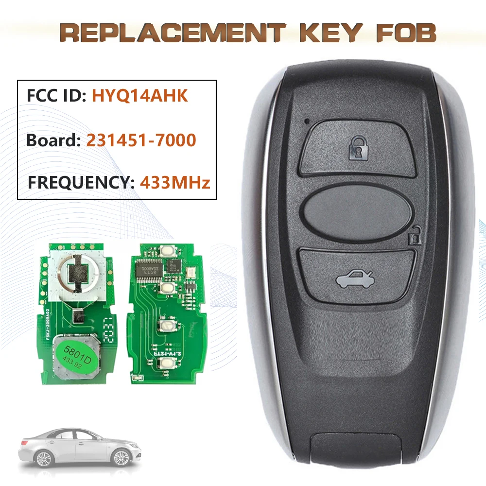 

KEYECU 433 МГц FCC:CWTWBU745 дистанционный смарт ключ-брелок 4 кнопки для 2006 2007 Subaru Legacy Tribeca 4D62 чип
