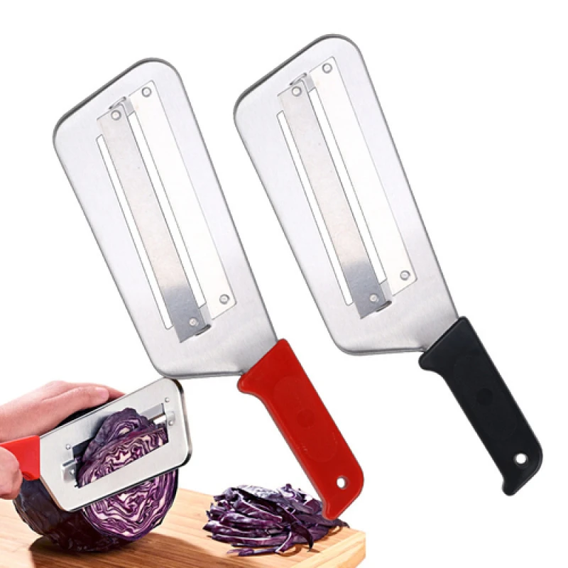 Vegetable Slicer Knife Stainless Steel Double 2 Slice Blade Slicing Kitchen Knife Fish Scale Cleaner Knive Cabbage Slicer