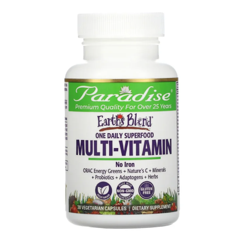 

Natural herbal blend superfood multivitamin daily, iron free,30 Caps/bottle