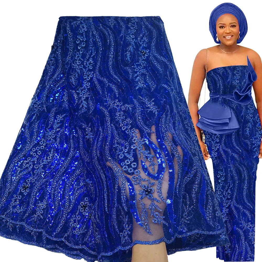 

Bestway New French Tulle Lace Fabric 5 Yards 2022 High Quality Nigerian Sequin Party Embroidery African Lace Fabric