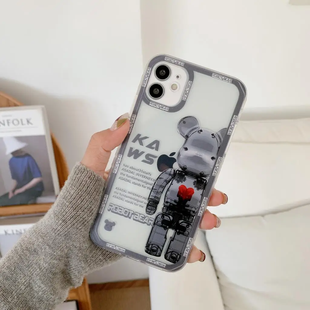 

Shockproof Violent Bear For iPhone 14 13 12 11 Pro MAX XR X SE XS Luxury Phone Case iPhone 7 8 14 Plus Silicone Clear Cover