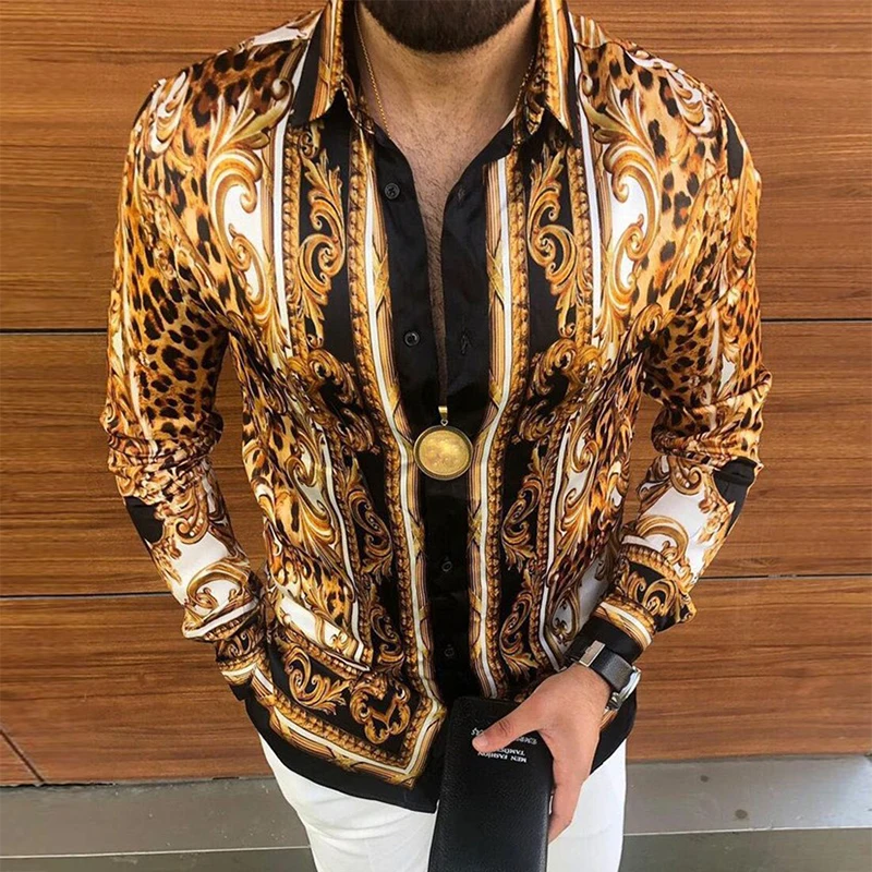 

Casual Men's Long Sleeve Shirts Vintage Print Lapel Shirts Men's Fall 2022 Button Up Cardigan Tops Fashion Streetwear