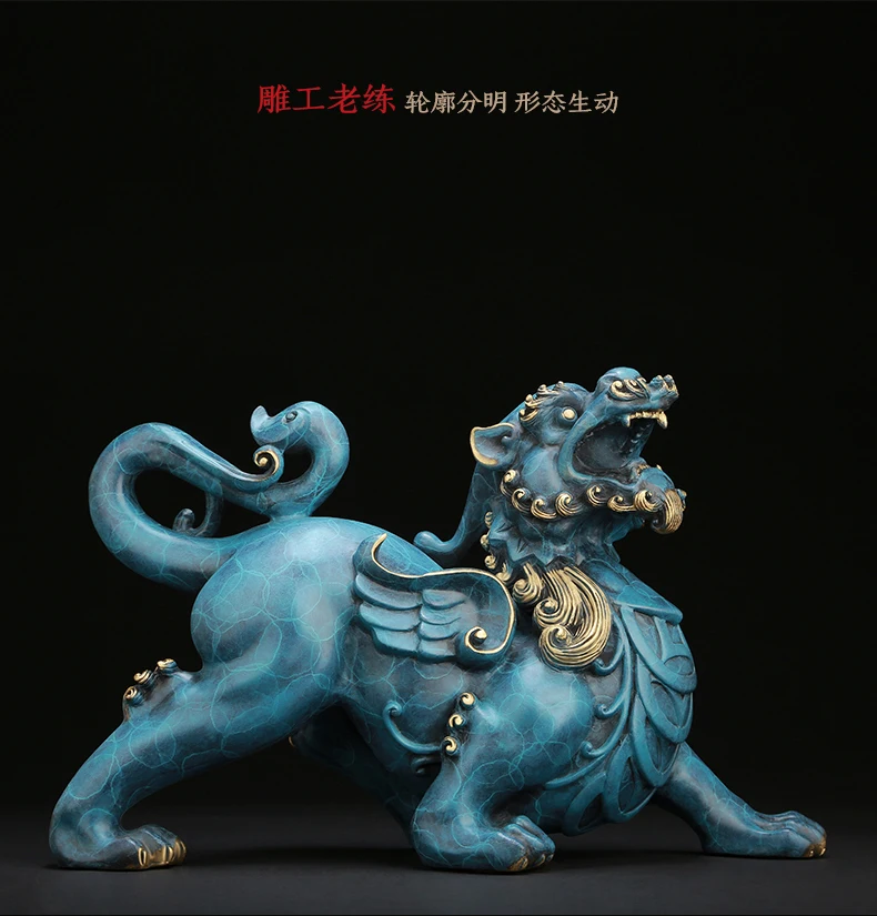 

2023 Home store Company SHOP mascot talisman Bring wealth money GOOD LUCK Dragon PI XIU BRONZE Sculpture FENG SHUI decor Statue