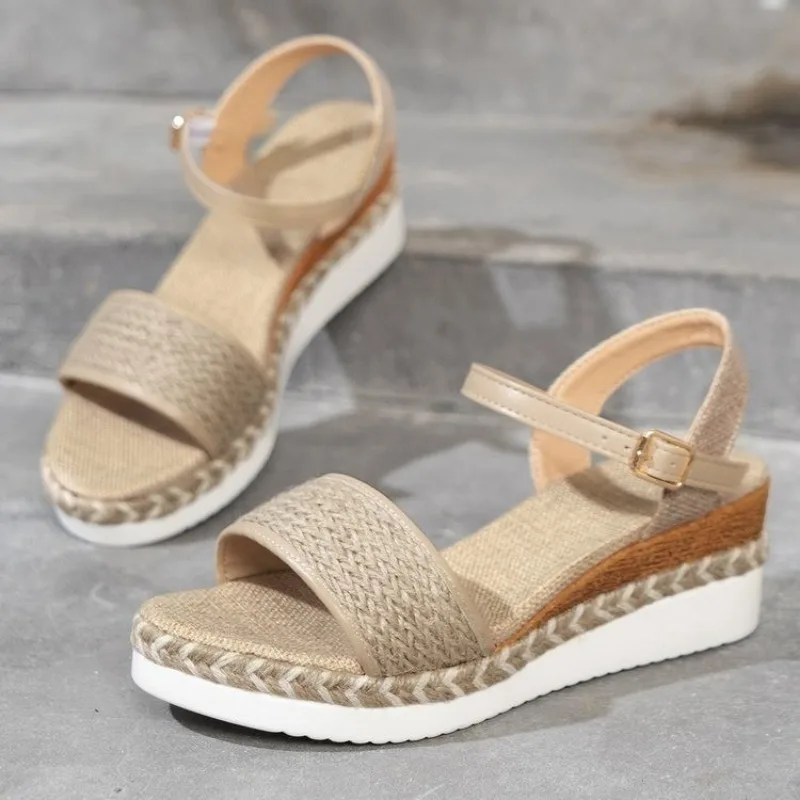 

Women's Open Toe Wedge Sandals Summer Plus Size Shoes Roman Ankle Strap Platform Sandals for Women 2023 Causal Ladies Sandalias