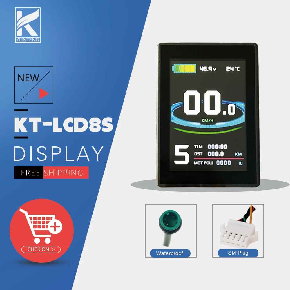 Kunteng Electric Bicycle KT-LCD8S Display SM/Waterproof Plug Colourful LCD  Display Accessories For Ebike Conversion Kit