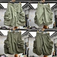 ziper pocket cargo shorts 100 polyester hip hop 2022 summer men elastic waist loose shortpant breechcloth