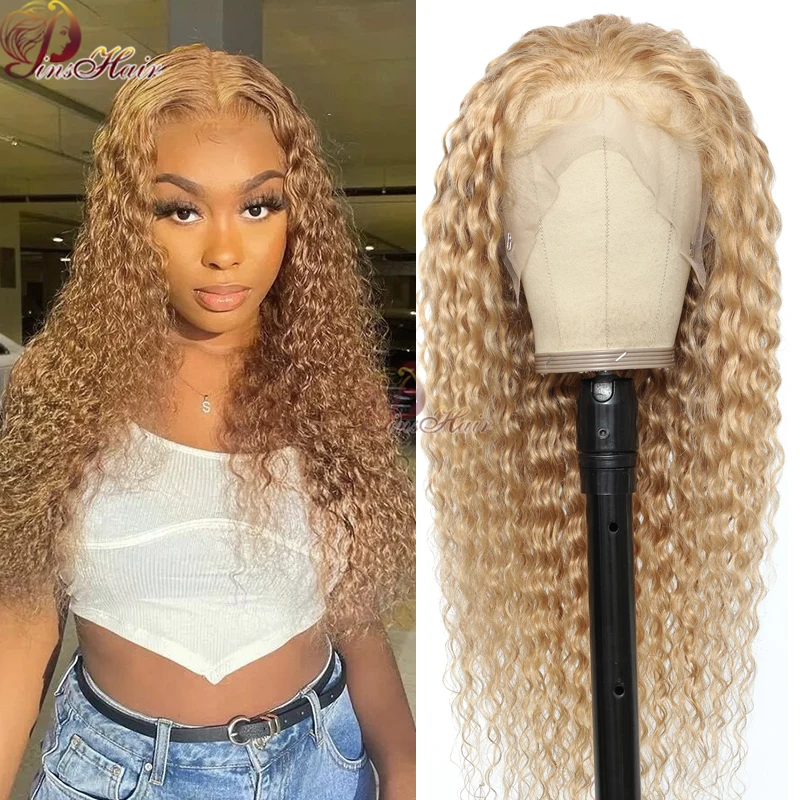 Colored Honey Blonde 13×4 Lace Front Wigs For Woman #27 Colored Malaysia Water Wave Human Hair Wig Pre-Plucked Baby Hair 180%